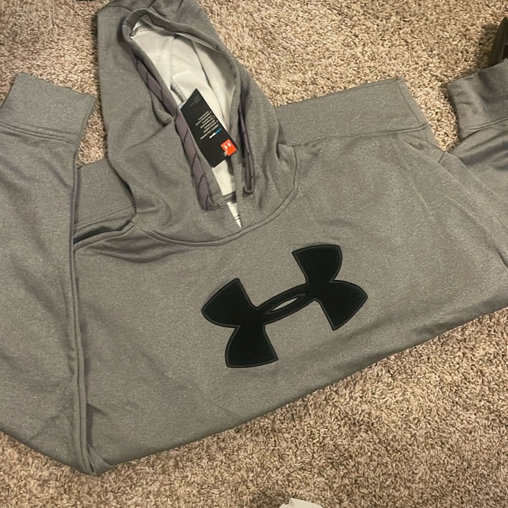 Under Armour Hoodie Pullover Purple/Grey Women's Large Cold Gear Loose Heather